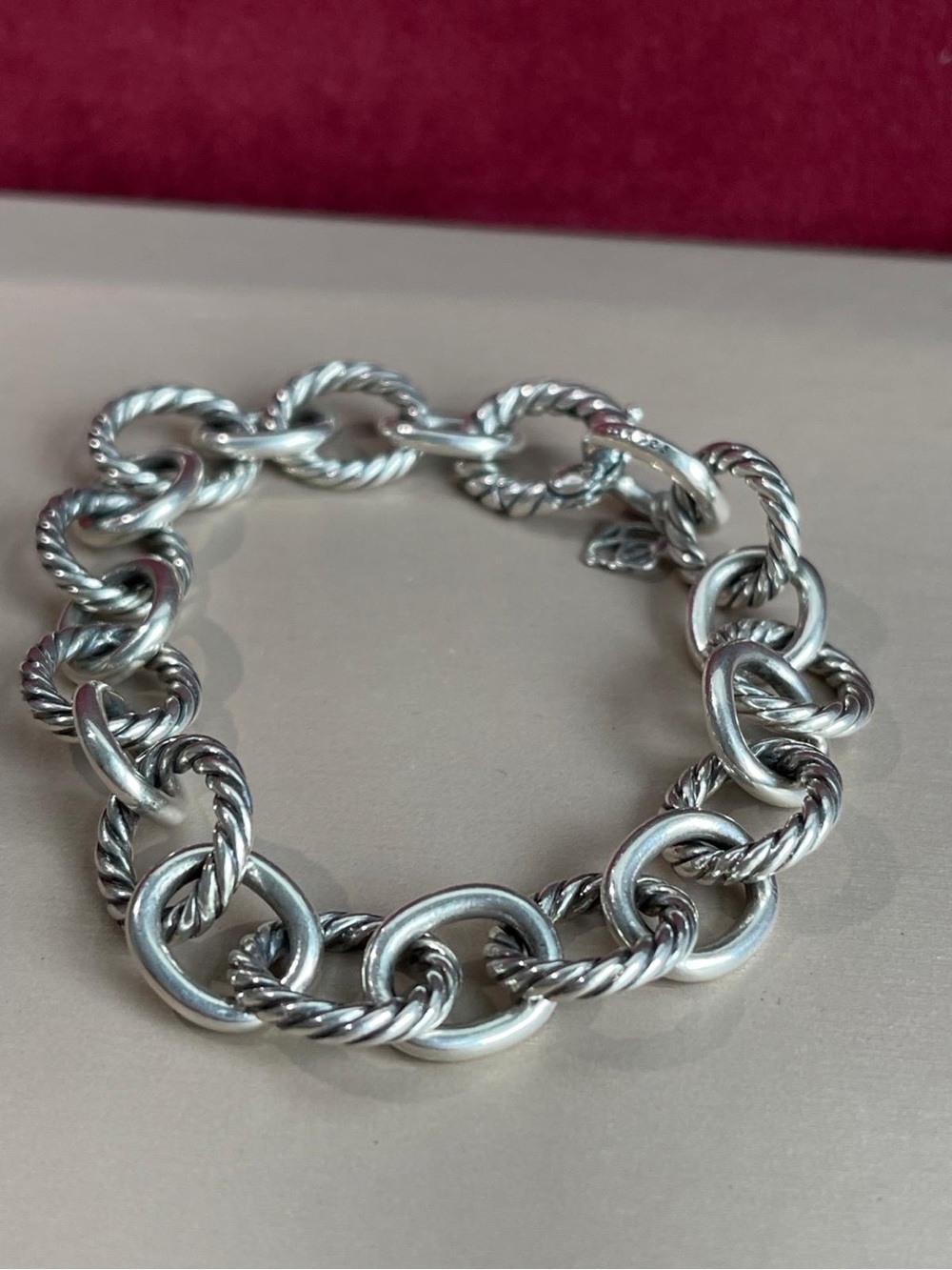 David Yurman Oval Link Chain Cable Bracelet 925 Sterling Silver 12mm 8” - Picture 3 of 11